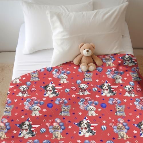 Patriotic Dogs Stars Balloon Baby Blanket