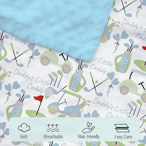 Mink Baby Blanket with Dotted Backing Golf Pattern