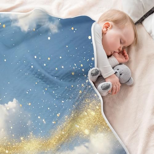 Wassud Golden Glitter and Clouds Baby Blanket 30x40