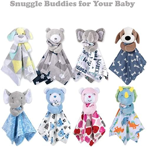 Minky Animal Snuggler Lovey Blanket for Kids - Blue Elephant Design