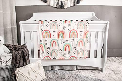 Top Tots Deluxe Minky Baby Blanket - Boho Rainbows 40 x 29 Inch Peach