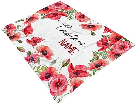 Personalized Poppies Baby Blanket Custom Crib Decor