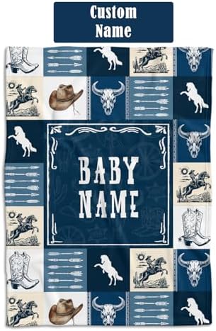 Personalized Western Baby Blanket for Boys Custom Name Cozy Family Gift