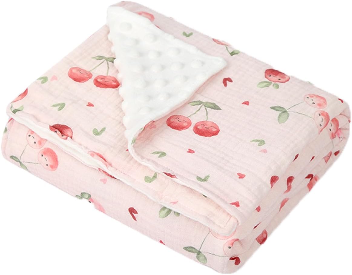 Soft Minky Blanket for Newborn Toddler Cherry