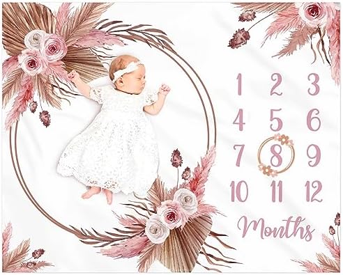 Floral Boho Baby Monthly Milestone Blanket 40 X 50