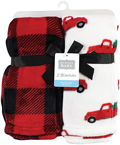 Hudson Baby Christmas Tree Truck Plush Blanket 30x36 Inches