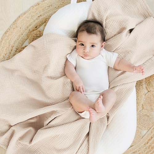 Konssy Muslin Swaddle Blanket 2 Pack for Newborn