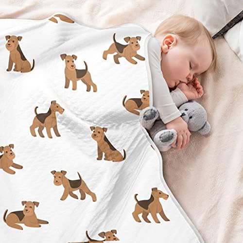 Pigsaly Cartoon Airedale Terrier Baby Blanket 30x40in