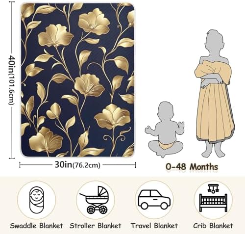 WELLDAY Golden Flowers Baby Blanket 30x40 Inch