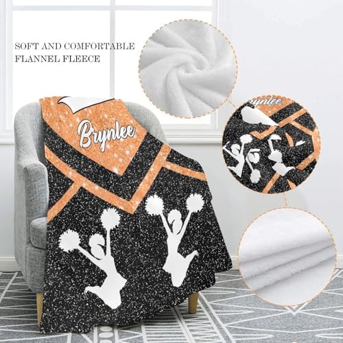 Custom Cheer Orange Baby Blanket with Name for Newborn