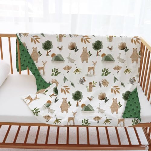 Woodland Baby Blanket Soft Flannel Forest Animals Design