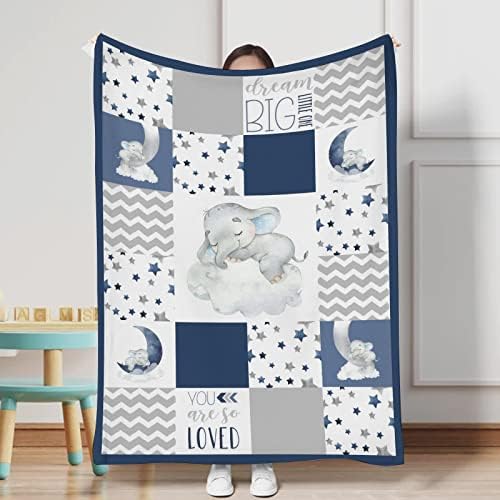 HawSkgFub Dream Big Little One Star Baby Blanket Navy Blue