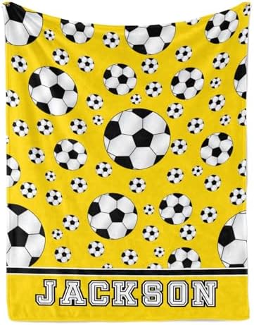 Deven Soccer Yellow Personalized Baby Blanket - 30x40 Inches