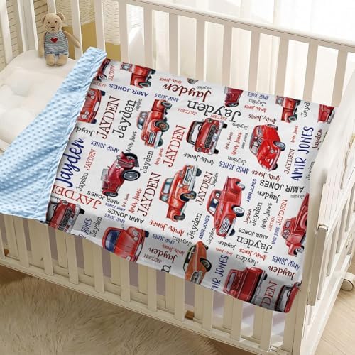 YISMEET Personalized Baby Blanket with Red Car Theme 1