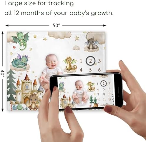 Yuzioey Boy Dragon Growth Tracking Blanket 50x40