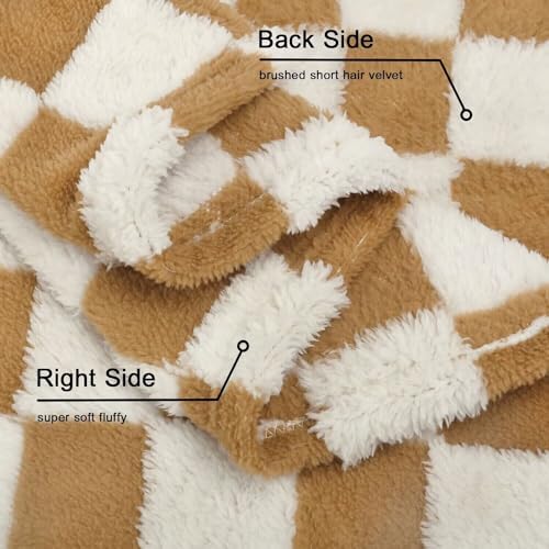 HOMRITAR Fluffy Reversible Checkerboard Blanket for Babies
