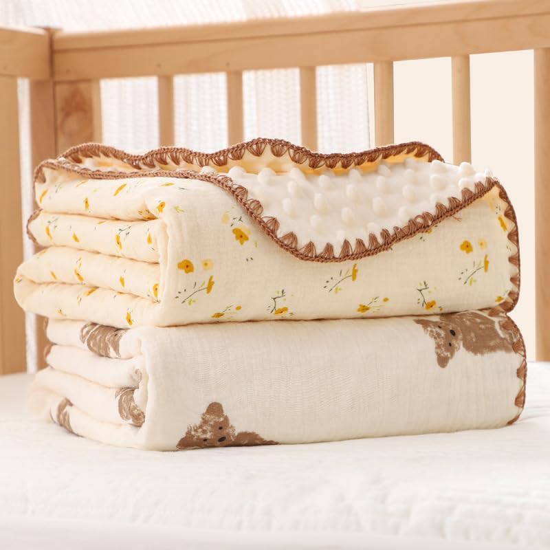 Gunnaicat Baby Soft Muslin Blanket 40x40 Yellow Floral