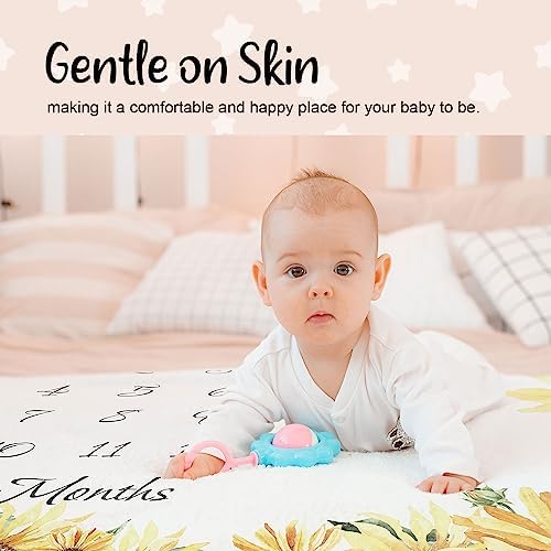 Soft Flannel Sunflower Monthly Blanket for Girls