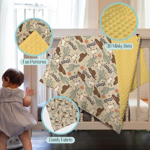 Mink Baby Blanket with Dotted Backing and Neon Pattern