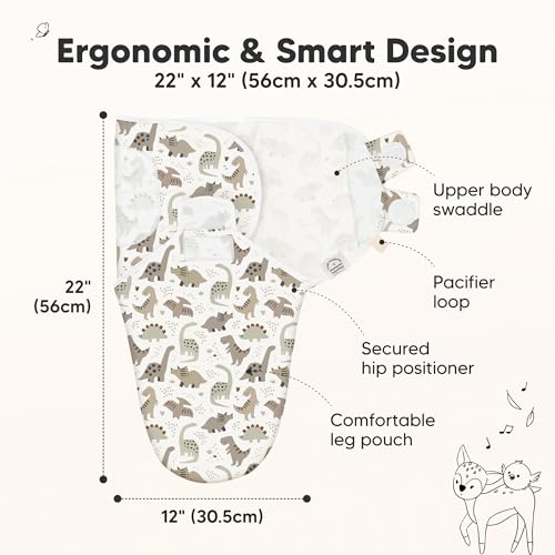 KeaBabies 3-Pack Organic Cotton Sleep Sacks - Dino Ridge