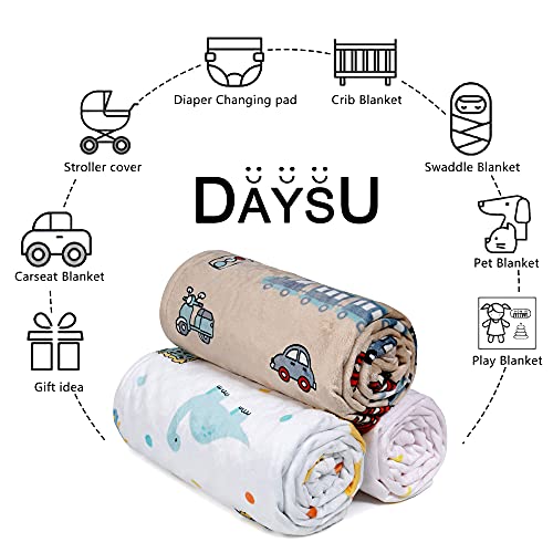 DaysU Silky Micro Minky Plush Baby Blanket with Dinosaur Print