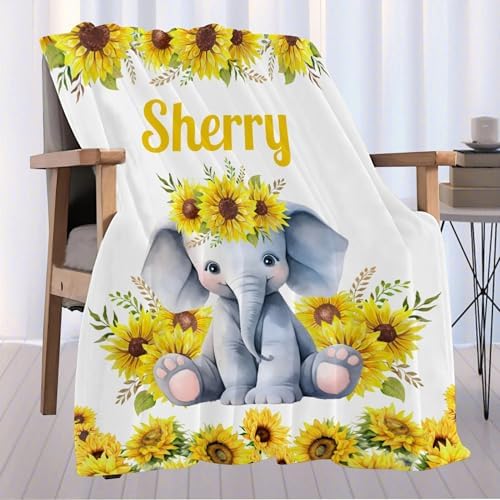 Aniruddha Custom Elephant Baby Name Blanket