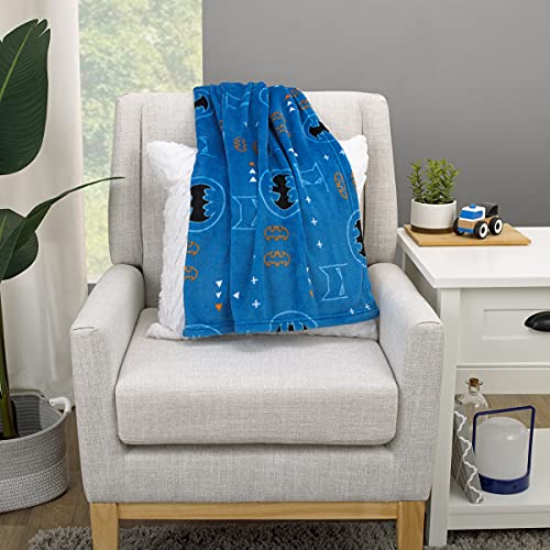 NoJo Batman Blue Orange White Baby Blanket 1