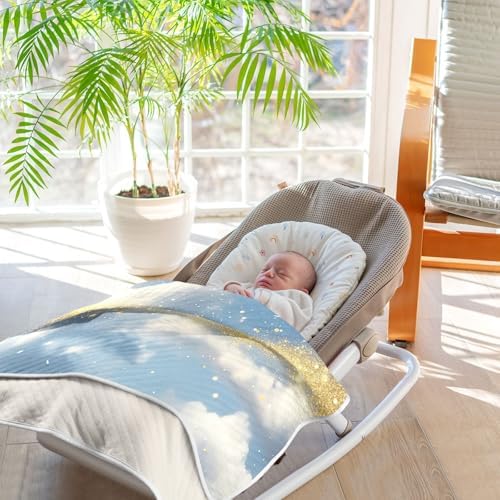 Wassud Golden Glitter and Clouds Baby Blanket 30x40