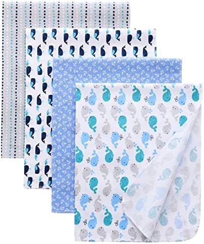 Gina Era Flannel Receiving Blankets 4 Pack 30x30 Inch