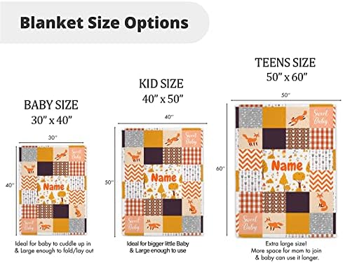 Munific Personalized Fox Baby Blanket with Name