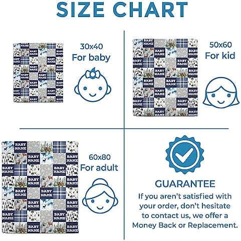 Hyturtle Personalized Baby Blanket Name - Deer Fleece Woodland Blanket for Newborn