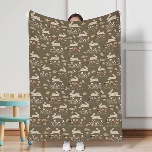 Cute Hopping Bunnies Baby Blanket for Newborn Toddlers