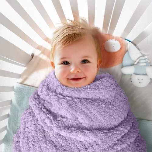 KENPERRY Ultra Soft Fleece Baby Blanket Purple 30 X 40