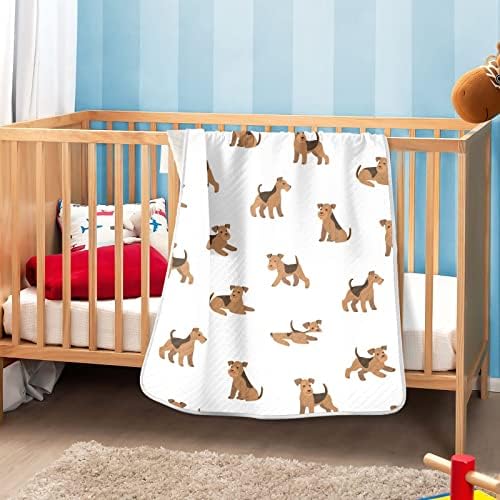 Pigsaly Cartoon Airedale Terrier Baby Blanket 30x40in