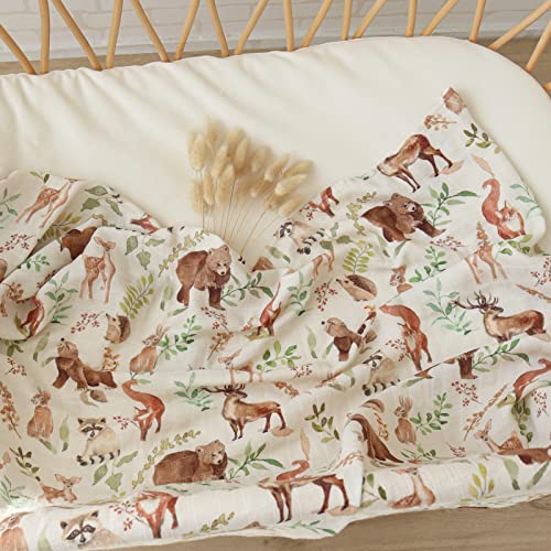 LifeTree Muslin Swaddle Blankets 47x47in Woodland Pattern
