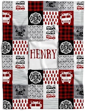 VibeCustom Personalized Firefighter Baby Blanket
