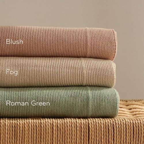 Huxie Knitted Organic Cotton Baby Blanket Swaddle 30x40 Fog