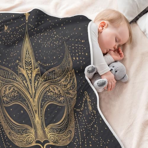 Burbuja Mardi Gras Retro Mask Baby Blanket Soft Warm Cozy 30x40