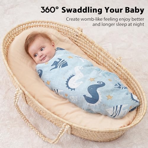 Yoofoss Muslin Swaddle Blankets 4-Pack Neutral Wrap