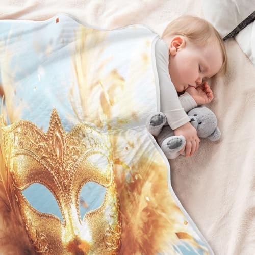 Burbuja Mardi Gras Gold Mask Baby Blanket for Boys Girls