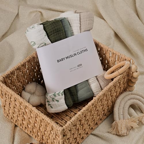 LYRICHOM Muslin Swaddling Blankets 5 Pack Neutral for Newborn Boys Girls