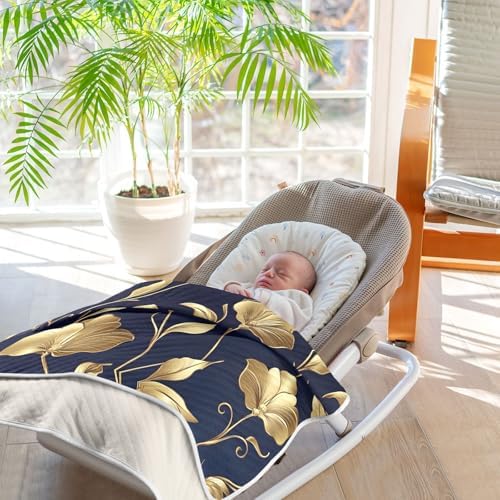 WELLDAY Golden Flowers Baby Blanket 30x40 Inch