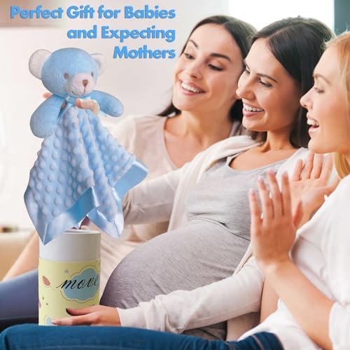 MOVEPAI Soft Blue Bear Baby Security Blanket 16 Inch