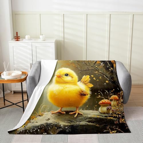 jejeloiu Cute Cartoon Chicken Fleece Throw Blanket 90x90