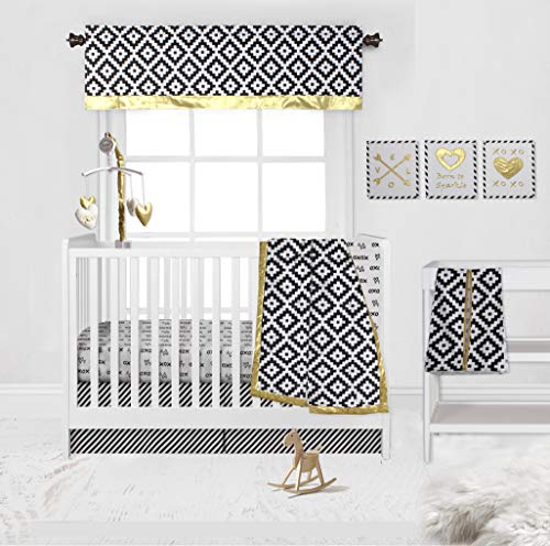 Bacati Love Unisex Born to Sparkle Embroidered Plush Blanket Black Gold