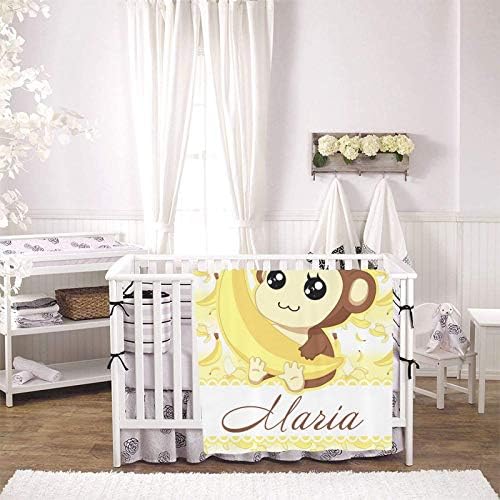 Personalized Monkey Banana Baby Blanket with Name