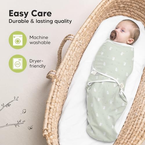 KeaBabies 3-Pack Organic Swaddle Sleep Sacks with Bunnies