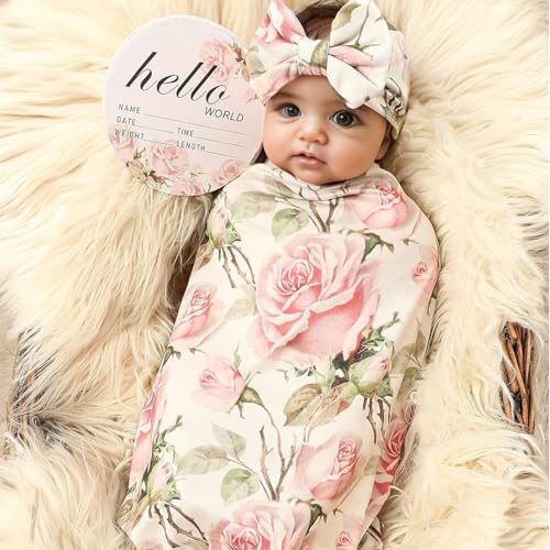 Galabloomer Vintage Flower Baby Swaddle Blanket Set