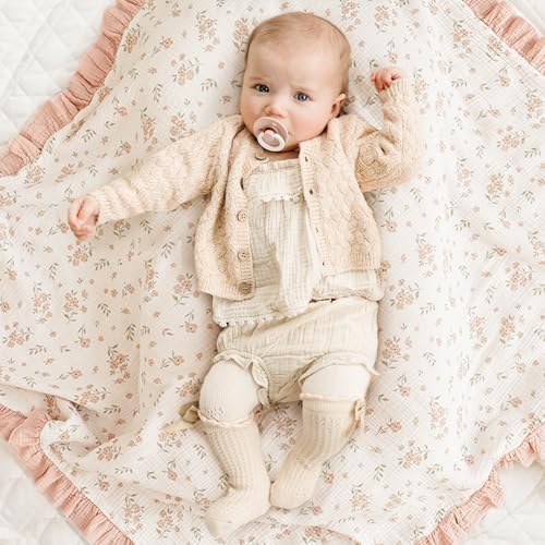 Konssy Flounce Muslin Baby Blanket - Blossom Design 1