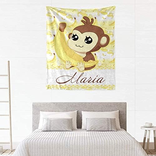 Personalized Monkey Banana Baby Blanket with Name